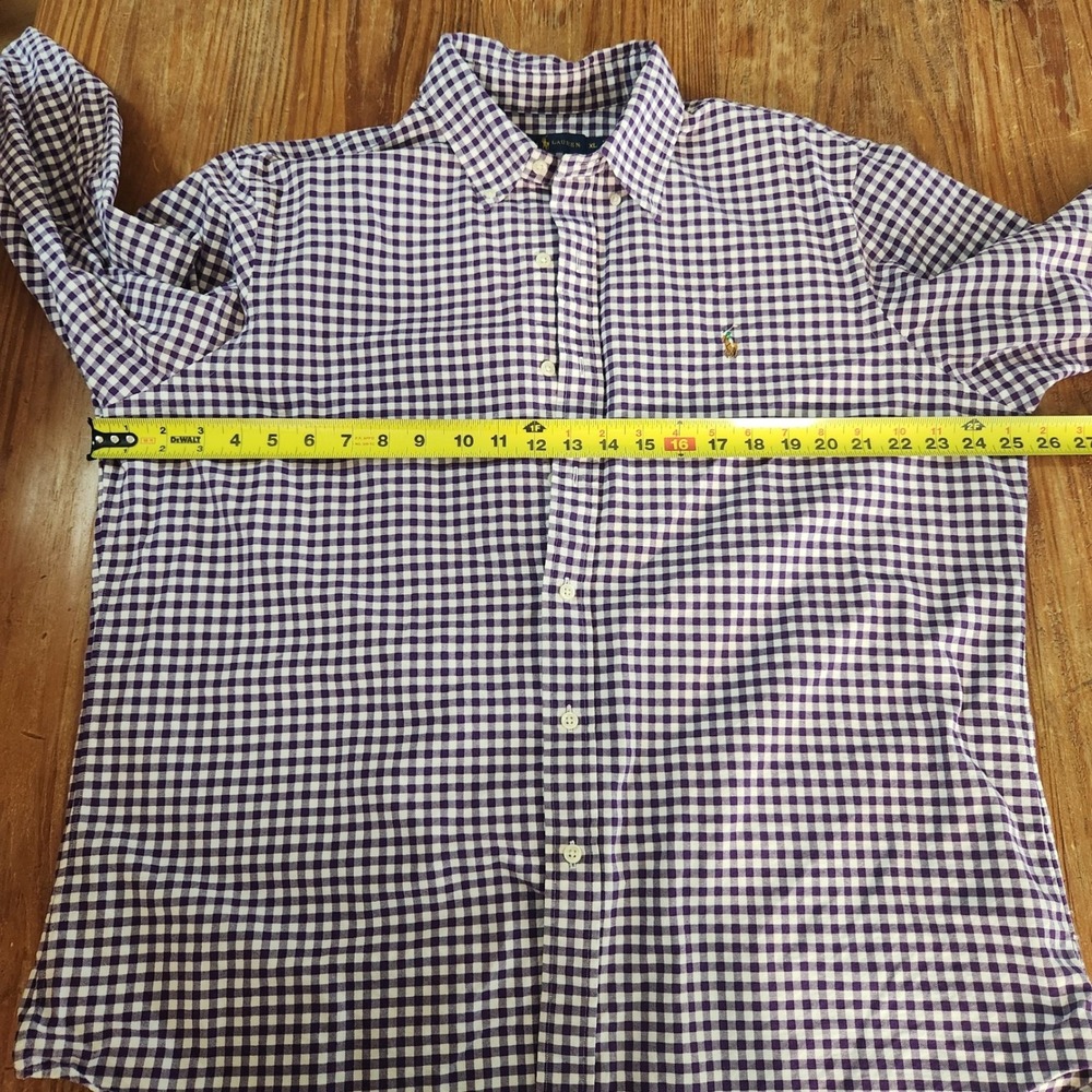 Ralph Lauren Mens XL Purple Gingham Check Long Sleeve Button Up Shirt Flesh Pony - Picture 6 of 11
